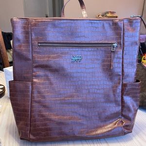 🐊 Freshly Picked Minimal Full Size Diaper Bag in Chocolate Crocodile